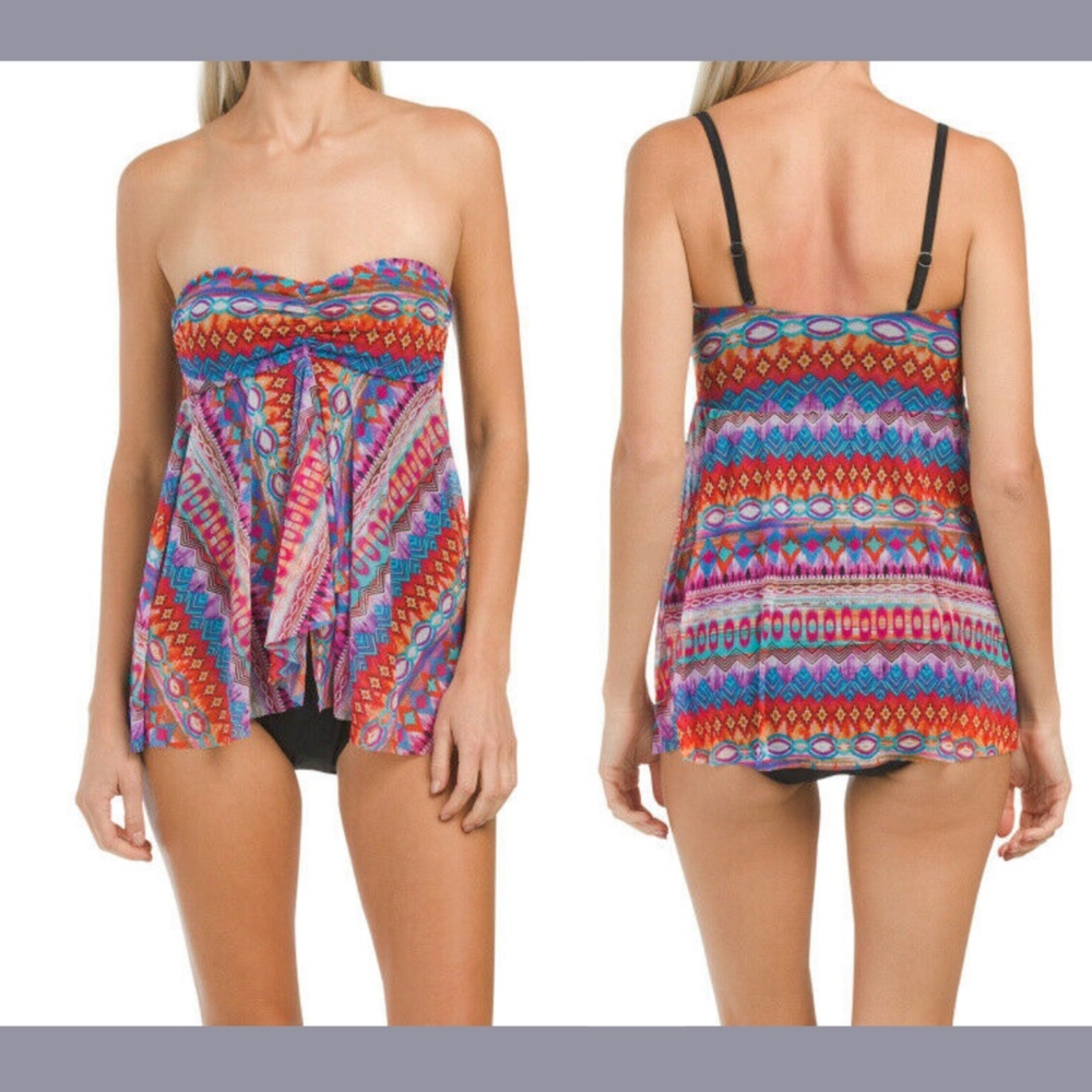 NWT Profile by Gottex [ 8 ] TexMex Flyaway Bandeau One piece Swimsuit‎